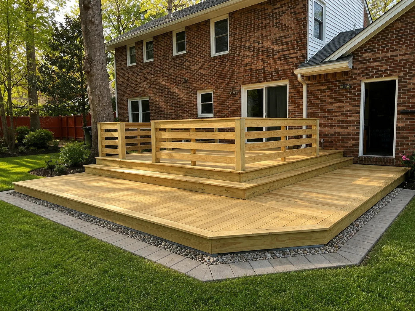 Pressure-treated deck after reconstruction