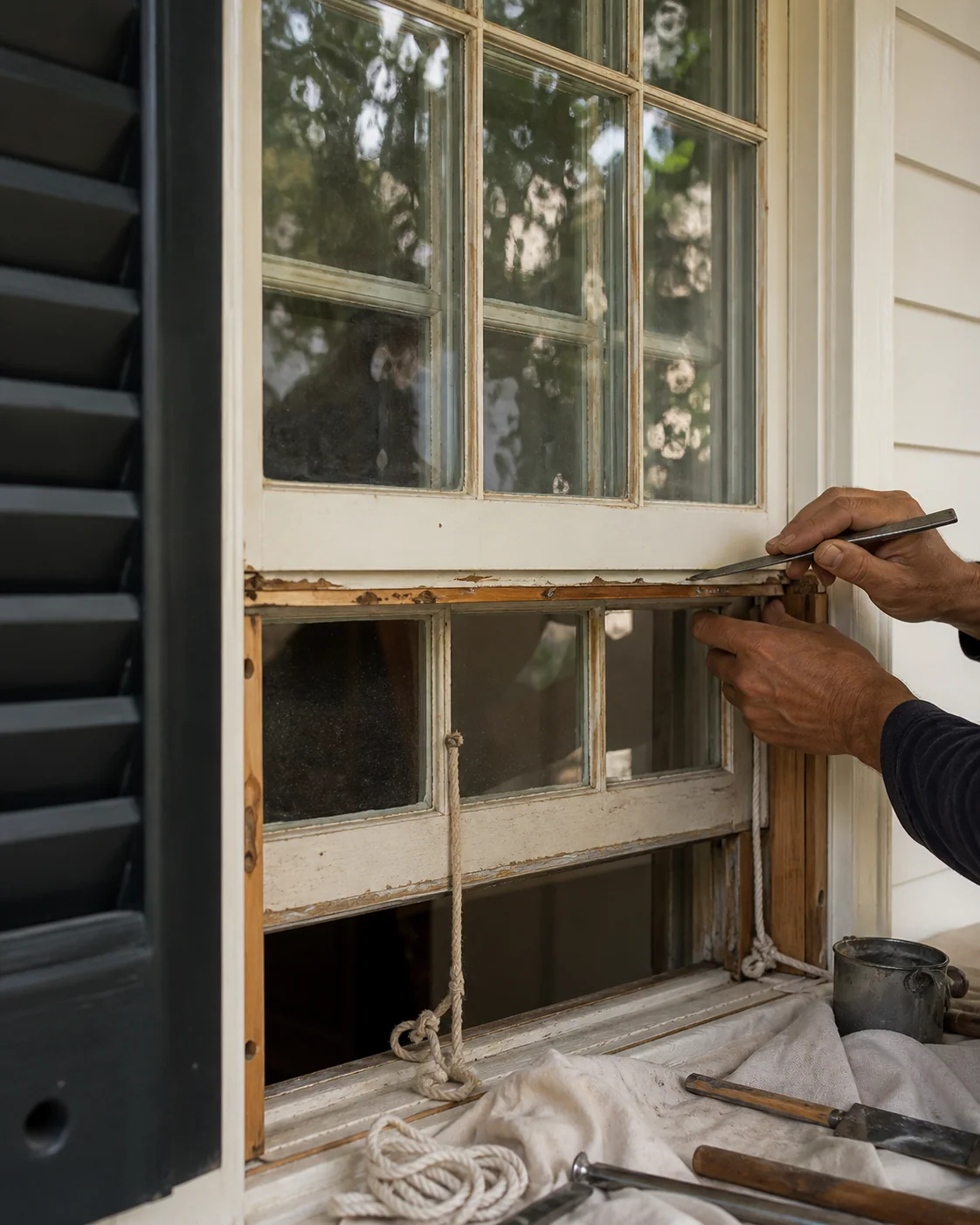 Traditional wood sash window restoration